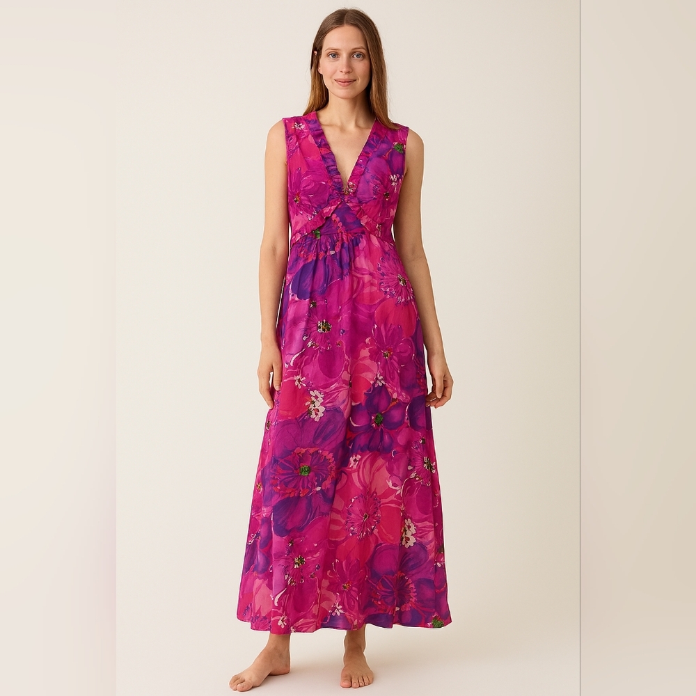Floral Pink and Purple Maxi Dress